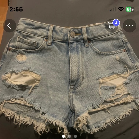 Pacific Sunwear Pants - PACSUN HIGH RISE FESTIVAL JRAN SHORTS SIZE 22 waist